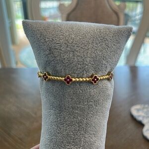Elegant Gold and Pink Floral Bangle